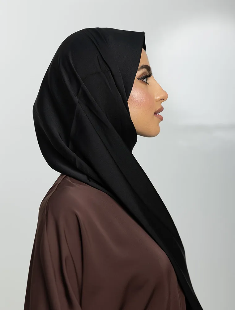 Black Grain Satin Hijab